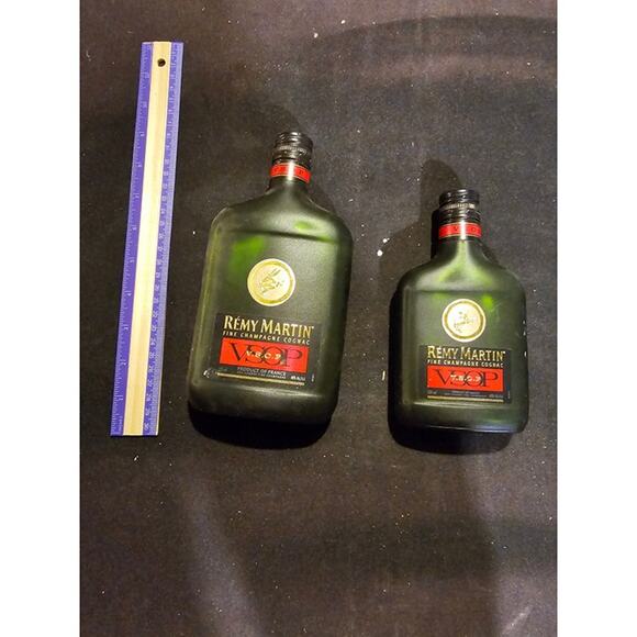 2x Empty Rémy Martin VSOP Cognac Bottles Green Glass Collectible Bar Decor - Picture 3 of 5